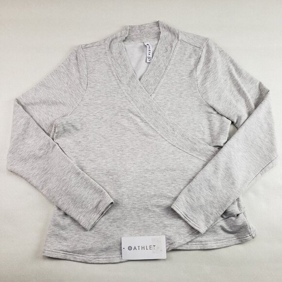 Athleta Poise Wrap Sweatshirt Womens 1X Gray Long Sleeve V Neck Soft Top NEW - Picture 3 of 15